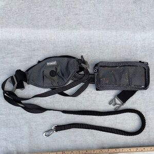 Black and Gray Pet Belt Bag With Leash